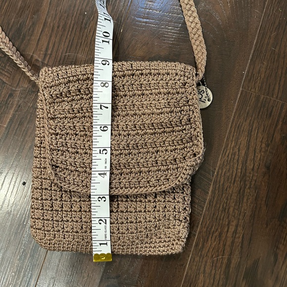 THE SAK Crocheted Shoulder Crossbody Purse Handbag Small Bag-  Taupe - Picture 6 of 7